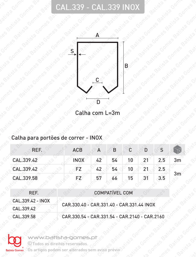 Calha para port�es de correr