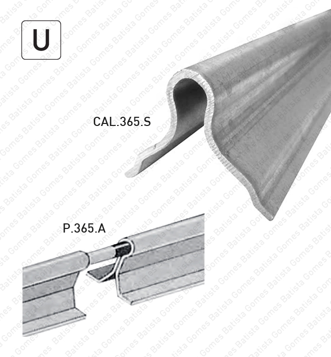 Batista Gomes - CAL.365 / P.365.A - Calha chumbar para port�es correr perfil em U