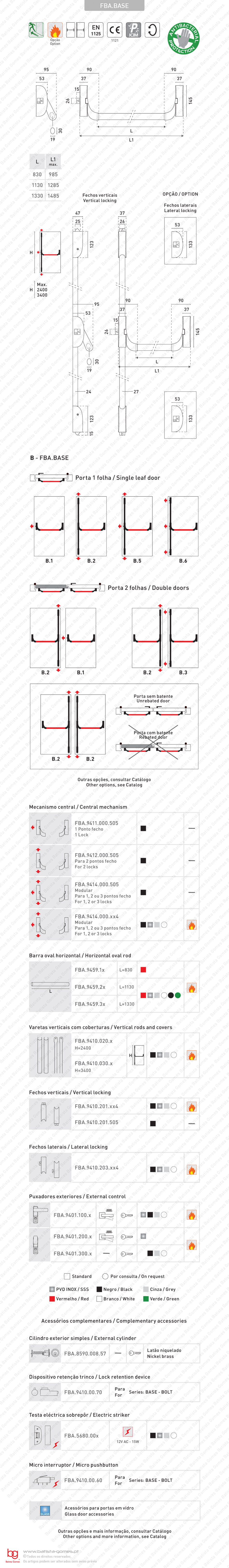 Barra Anti-p�nico de sobrep�r ISEO / IDEA BASE