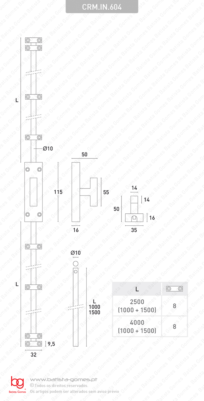Cremone sobrep�r - INOX 304