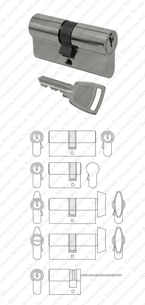 Cilindros perfil europeu - Chave / Chave; Chave / Cego; Bot�o / Chave; Bot�o / Fenda; Chave / Palhet�o - S�rie 2204