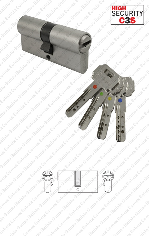 Cilindro seguran�a perfil europeu acesso selectivo C3S - Chave / Chave
