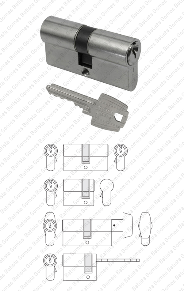 Cilindro perfil europeu TE5 - Chave / Chave; Chave / Cego; Bot�o / Chave; Chave / Palhet�o - TESA