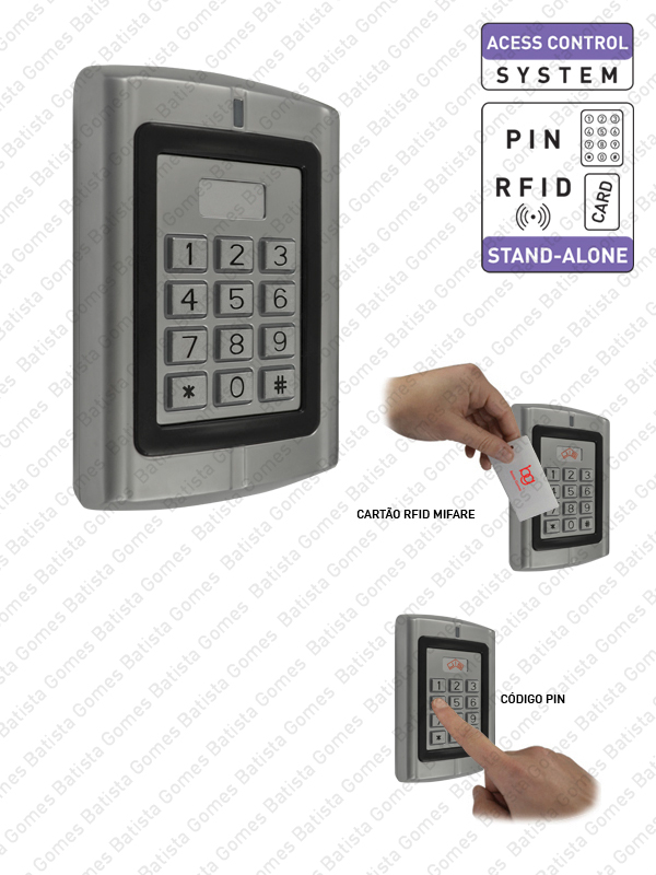 Controlo de acessos com c�digo e/ou cart�o de proximidade MIFARE