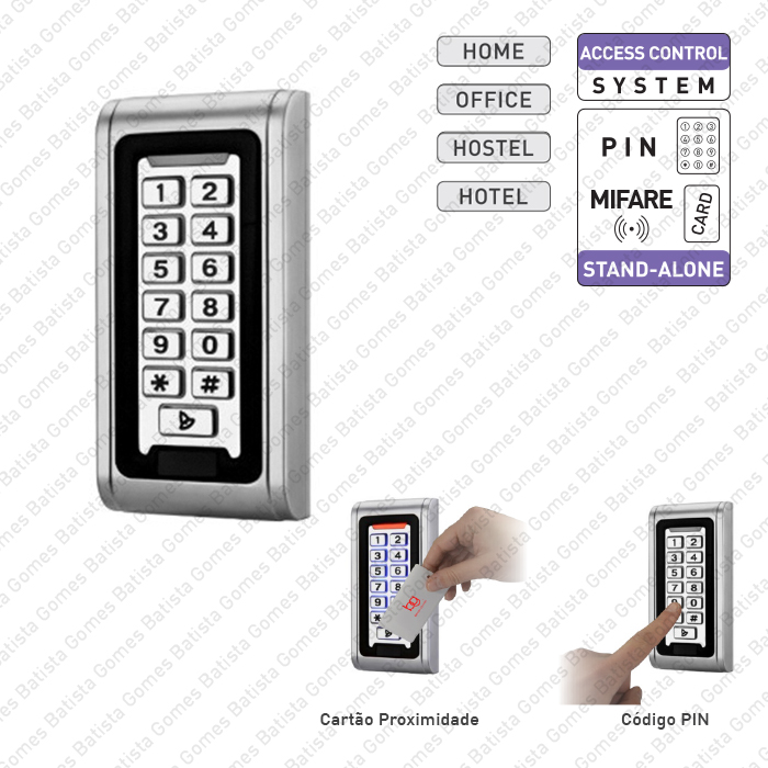 Controlo de acessos com c�digo PIN e cart�o de proximidade / auto-program�vel