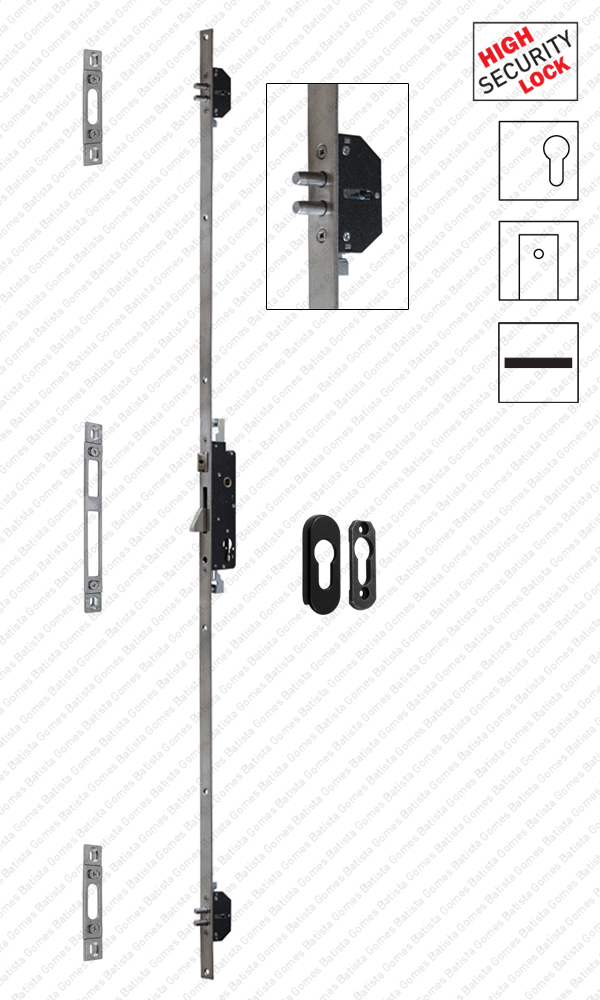 Fechadura alta seguran�a multiponto para portas em alum�nio