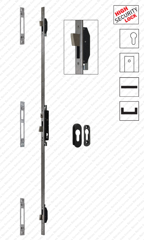 Fechadura alta seguran�a multiponto para portas em alum�nio