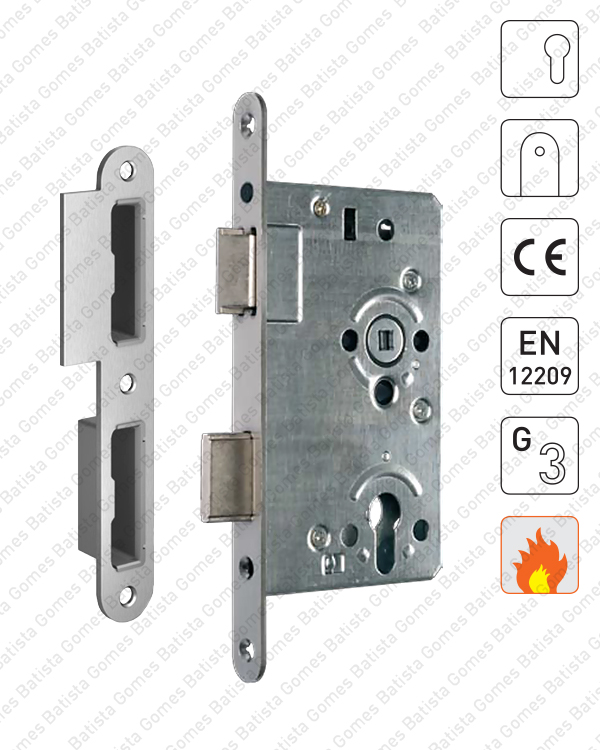 Batista Gomes - F.850.1.03.R - Fechadura embutir para cilindro europeu / CE ( Corta Fogo ) - INOX