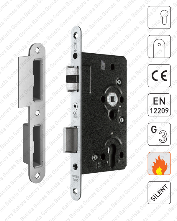 Fechadura embutir para cilindro europeu / CE ( Corta Fogo ) - INOX