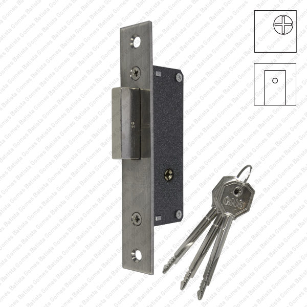 Fechadura embutir com cilindro chave cruz - INOX