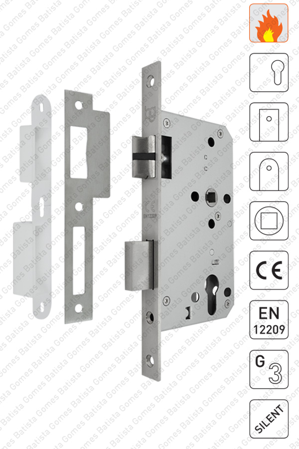 Fechadura embutir para cilindro europeu ( S�rie 880 ) / CE ( Corta Fogo ) - INOX
