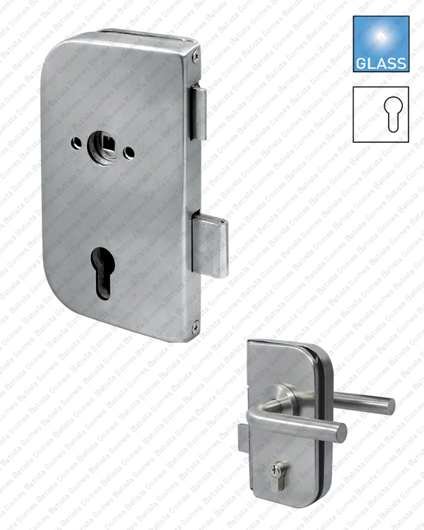 Fechadura para porta de vidro - conjuga com puxadores Rotativo / Rotativo