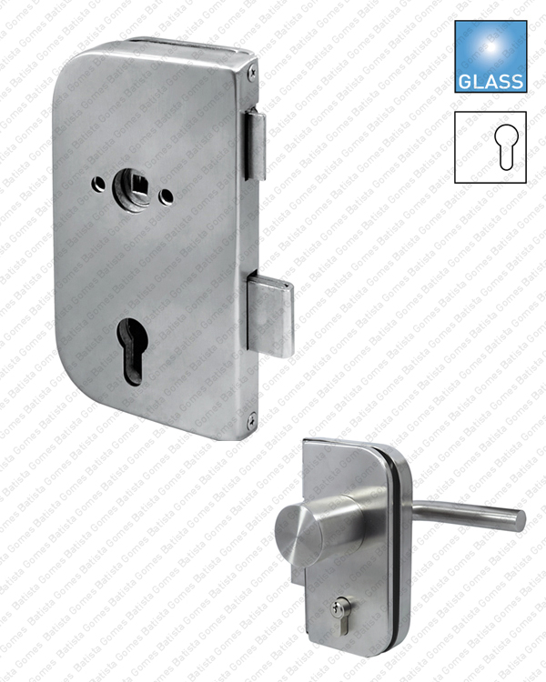 Fechadura para porta de vidro - conjuga com puxadores Fixo / Rotativo