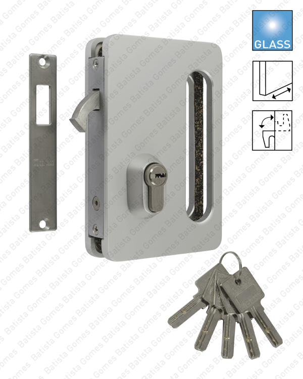 Batista Gomes - F.662V.8.03 - Fechadura gancho para porta correr em vidro