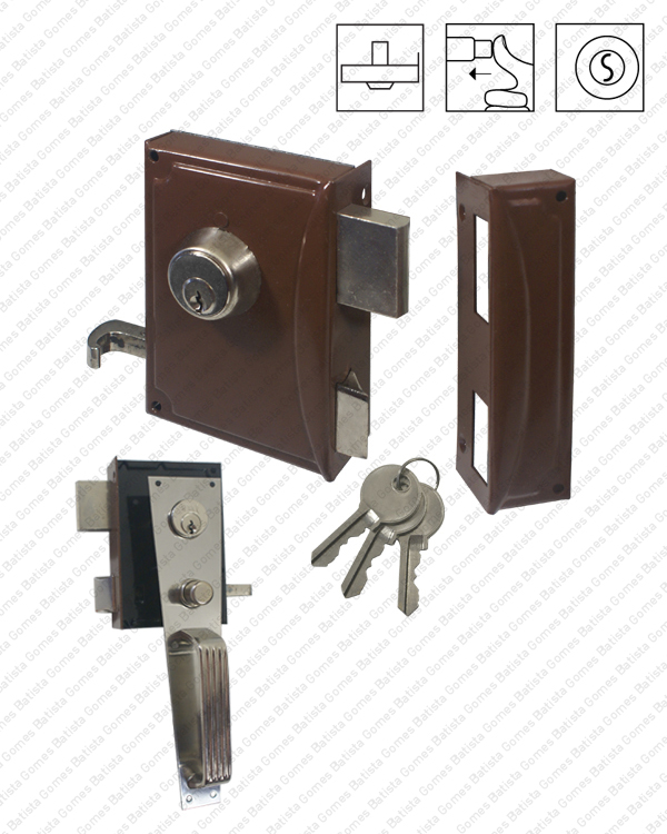 Batista Gomes - F.1713.01 - Fechadura de sobrep�r com cilindro, pist�o e asa