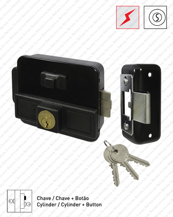 Batista Gomes - F.5015 - Fechadura el�ctrica de sobrepor Chave / Chave + Bot�o