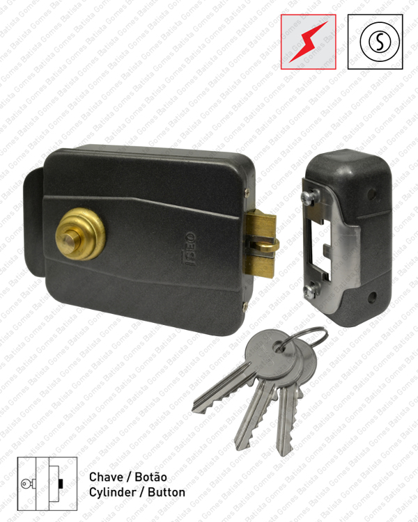 Fechadura el�ctrica de sobrepor Chave / Bot�o
