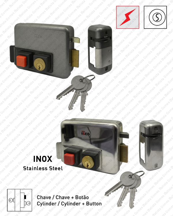 Batista Gomes - F.5203 - Fechadura el�ctrica de sobrepor Chave / Chave + Bot�o