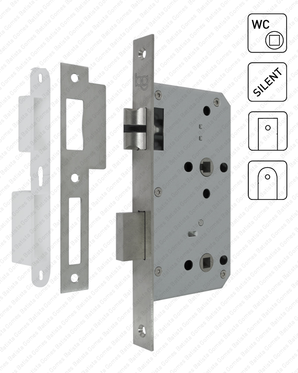 Fechadura embutir com 2 quadras / WC ( S�rie 880 ) - INOX