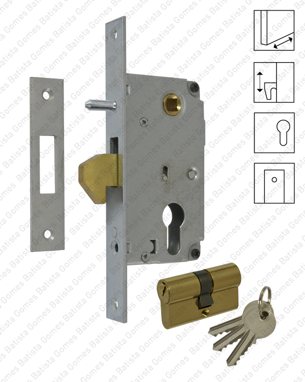 Batista Gomes - F.447P.4.03 - Fechadura de embutir com gancho forte oscilante para cilindro europeu
