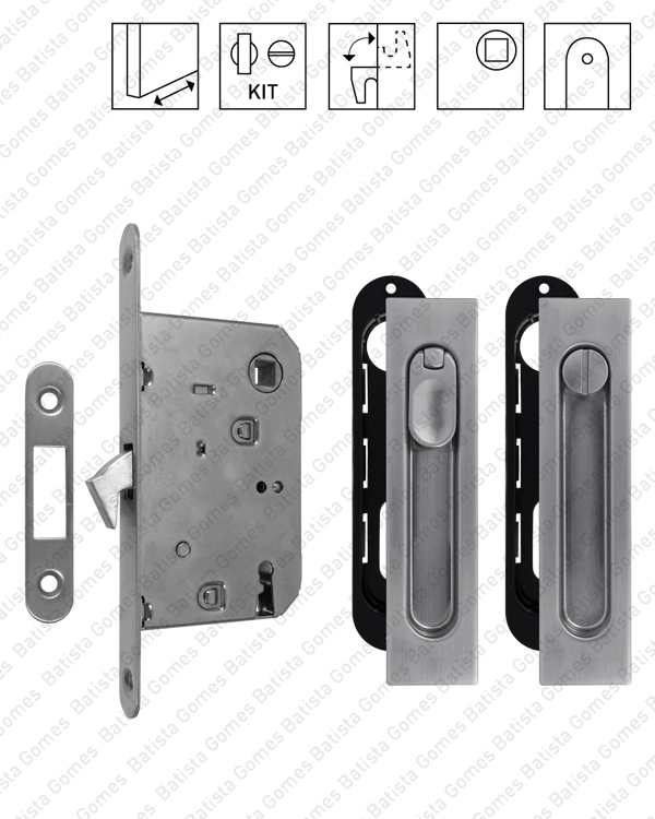 Batista Gomes - F.KIT.20.SD - Kit Fechadura com conchas rectangulares com Bot�o + Bot�o emerg�ncia