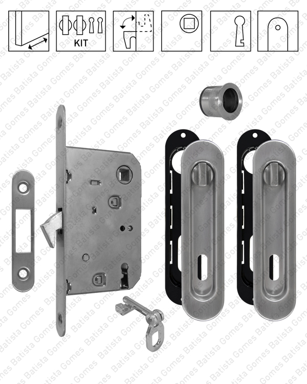 Kit Fechadura com conchas ovais com Bot�o + Bot�o e chave