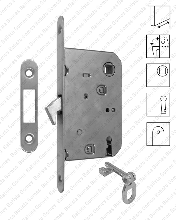 Fechadura embutir com gancho recolh�vel - Com quadra e chave articulada