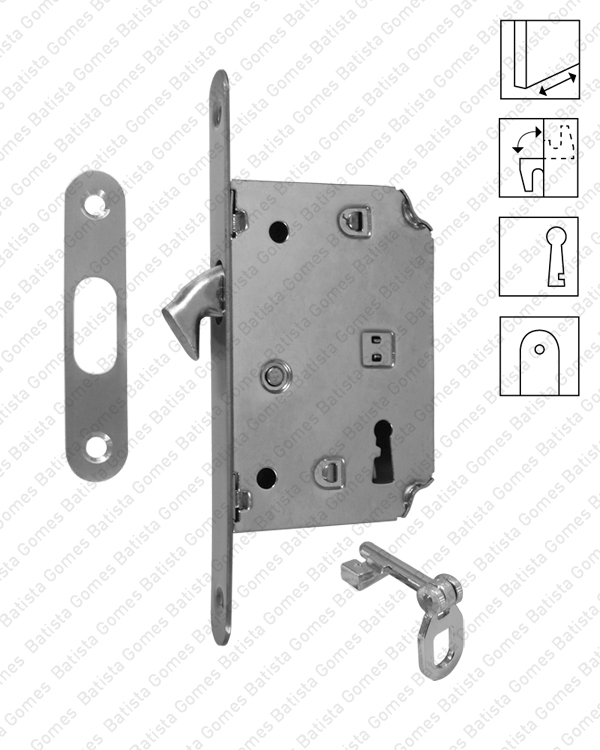 Batista Gomes - F.888.8.01.R - Fechadura embutir com gancho recolh�vel com chave articulada