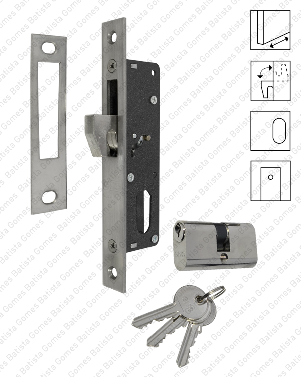 Batista Gomes - F.981.8.04 - Fechadura embutir com gancho recolh�vel com cilindro oval