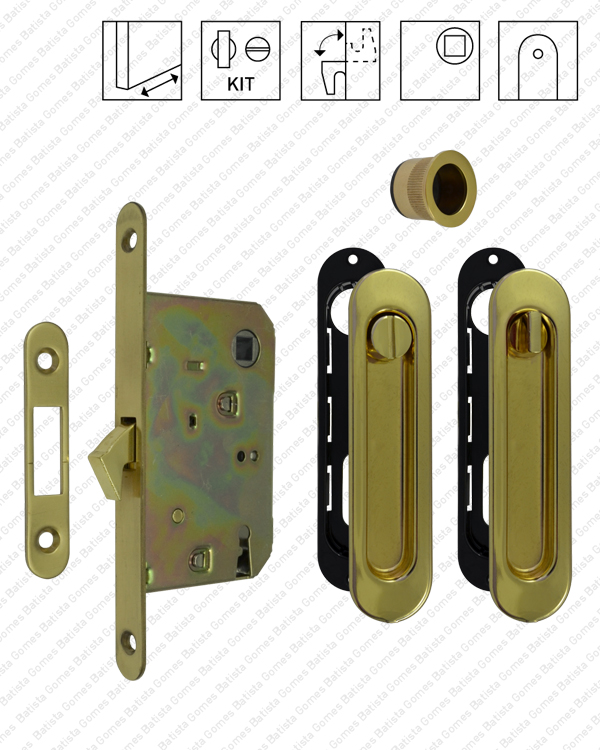 Batista Gomes - F.KIT.10 - Kit Fechadura com conchas ovais com Bot�o + Bot�o emerg�ncia