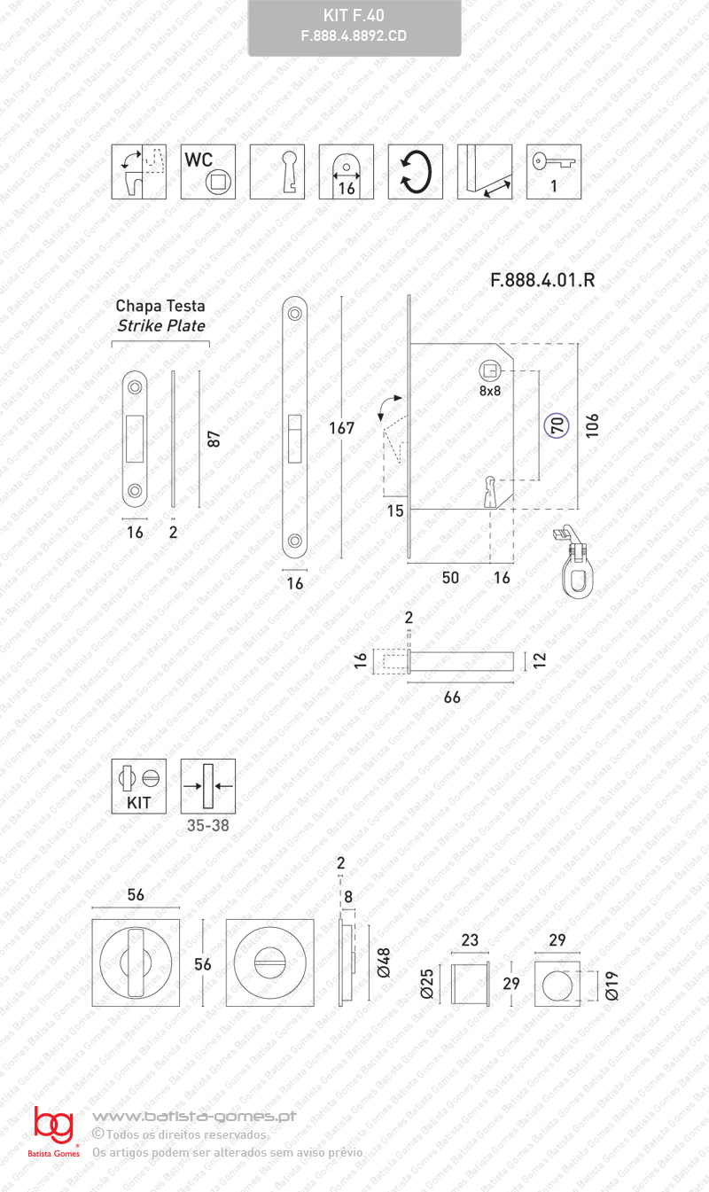 Kit Fechadura com conchas com Bot�o + Bot�o Emerg�ncia
