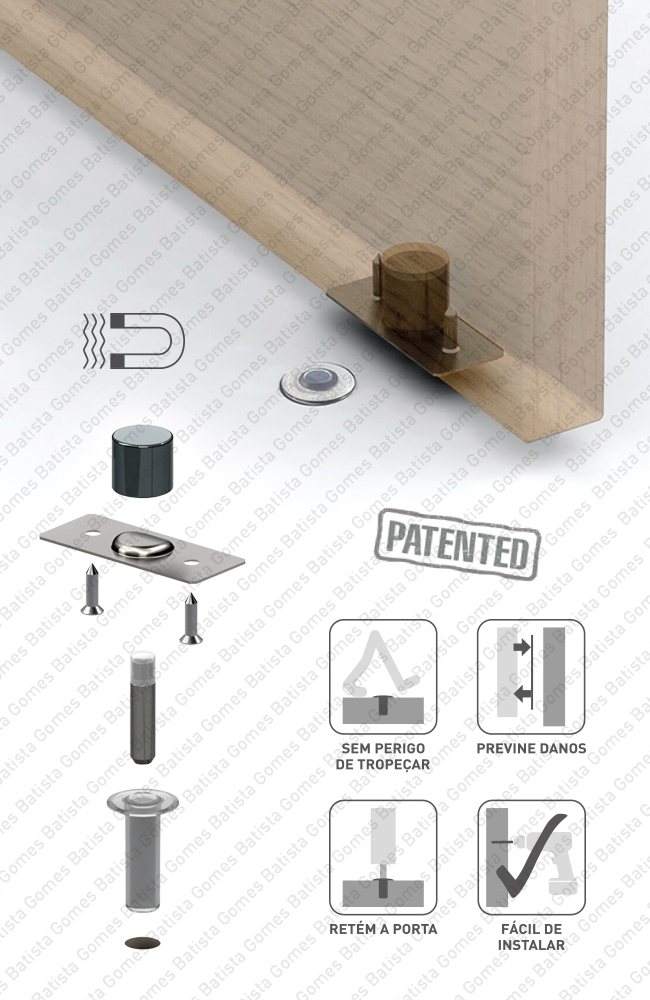Batista Gomes - BP.1490  FANTOM - Batente limitador de abertura de porta - magn�tico e invis�vel