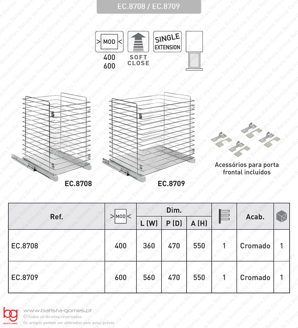 Cesto (tulha) para roupa - Com amortecedor - Porta frontal