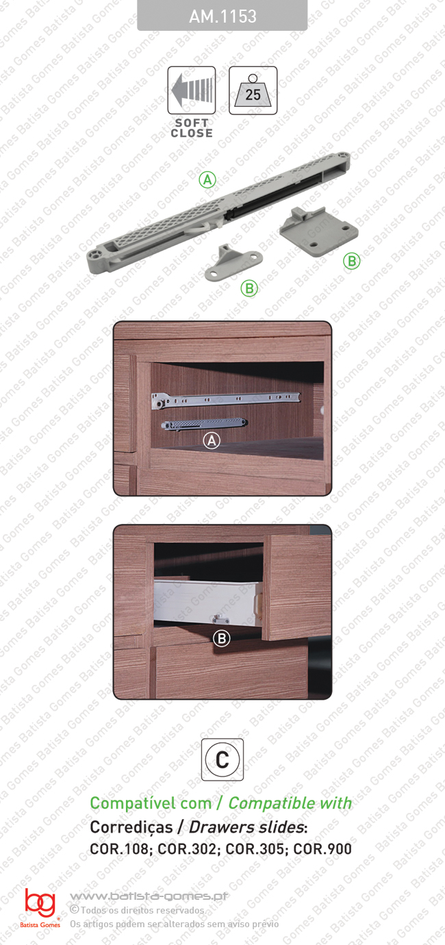 SOFT-CLOSE (Amortecedor) universal para gavetas