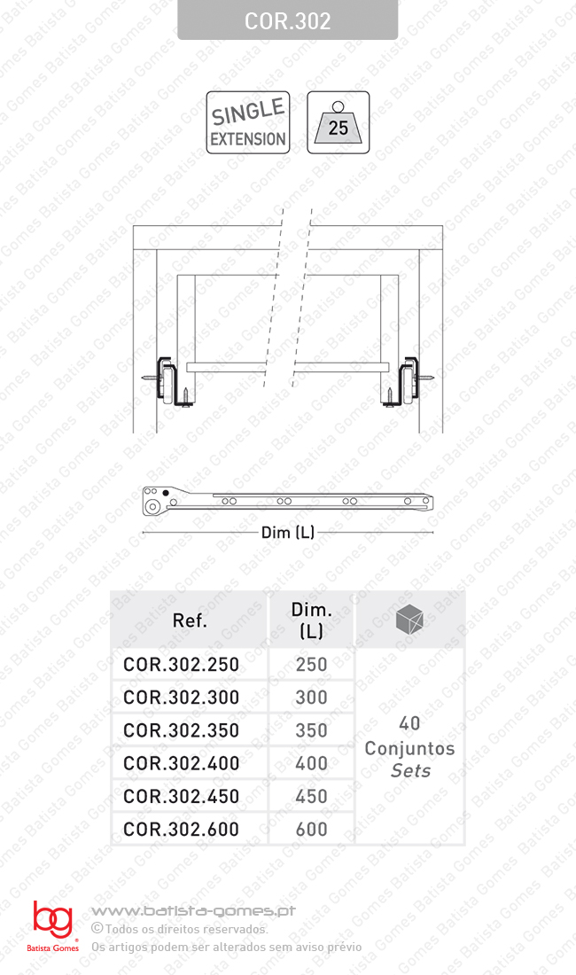 Corredi�as para gavetas SAMET / Extra��o parcial / 25Kg