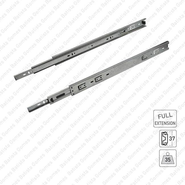 Corredi�as com esferas A37 para gavetas / Progressiva - 2 Lan�os / Extra��o total / 35Kg (par)