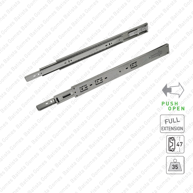 Corredi�as com esferas + Sistema Push Open / Progressiva - 2 Lan�os / Extra��o total / 35Kg (par)