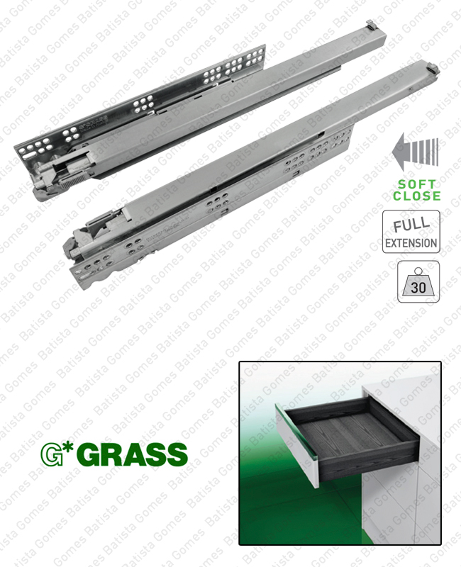 Corredi�as ocultas com Soft-Close para gavetas / Extra��o total / 30kg