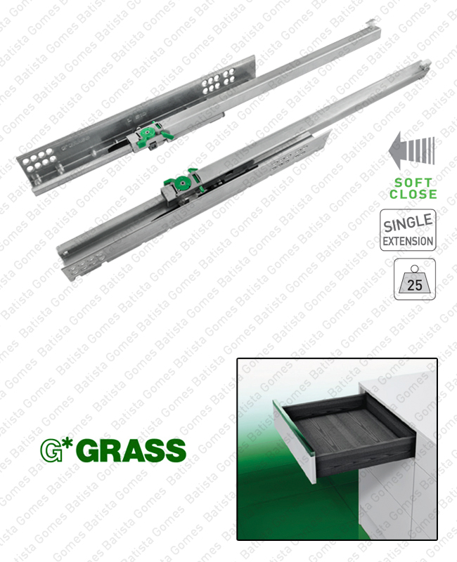 Corredi�as ocultas com Soft-Close para gavetas / Extra��o parcial / 25kg