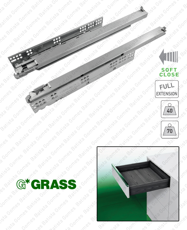 Corredi�as ocultas com Soft-Close para gavetas / Extra��o total / 40 e 70kg