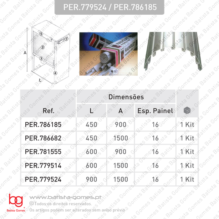 Conjunto persiana para cozinha Metallic-Line com pain�is de 16mm