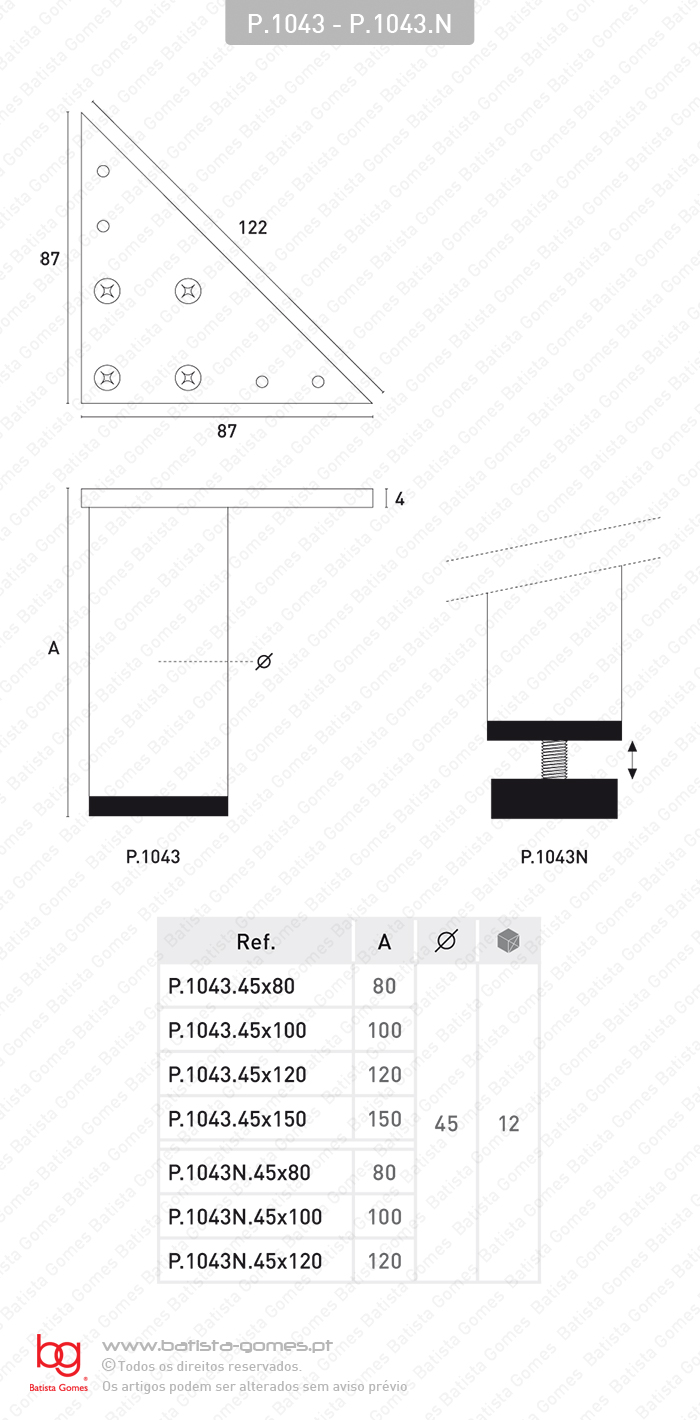 P�s para m�veis tubo �45mm- ALUM�NIO