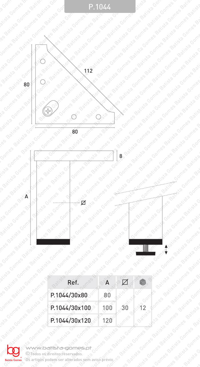 P�s para m�veis tubo 30x30mm- ALUM�NIO
