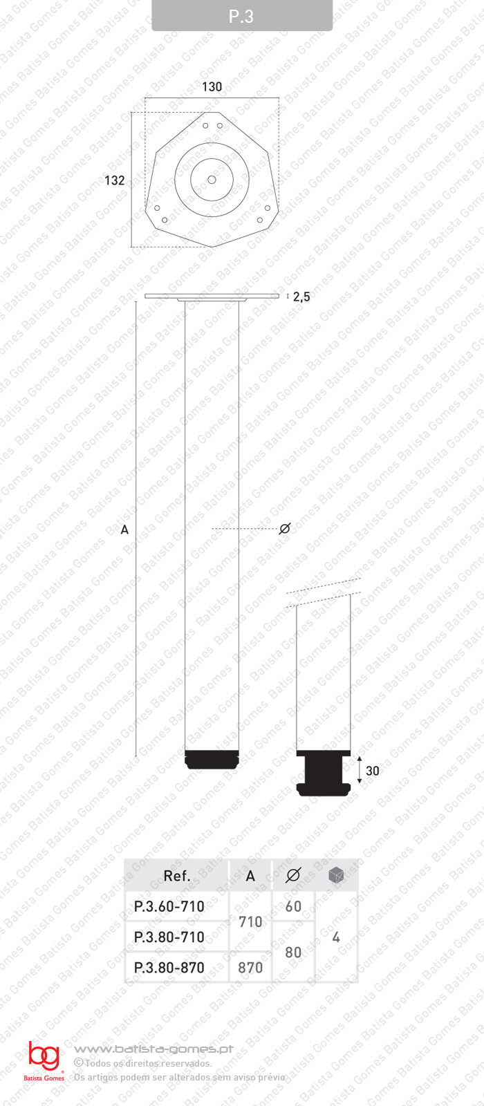 Pernas para mesa com tubo �60 e �80