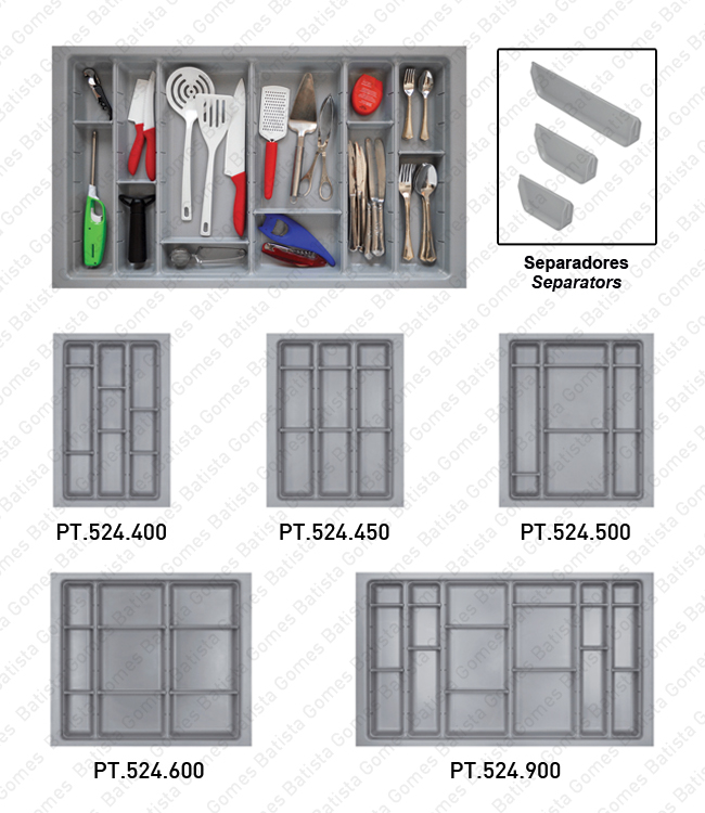 Batista Gomes - PT.524 - Porta talheres com divisores amov�veis - ABS