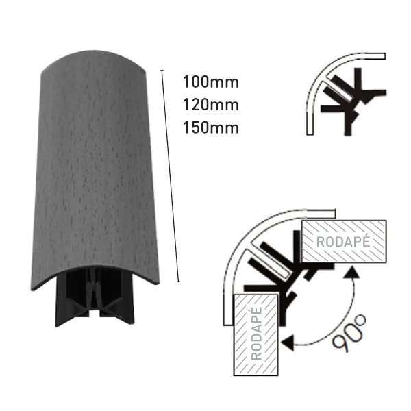 Elemento de liga��o - Canto Exterior 90� para rodap� pl�stico