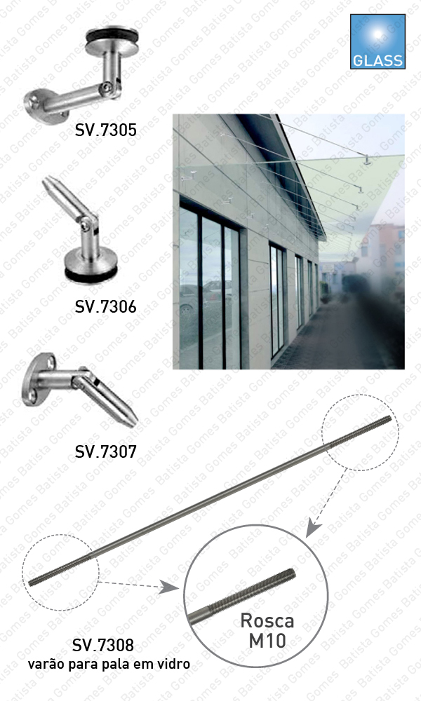 Batista Gomes - SV.7305 / SV.7306 / SV.7307 / SV.7308 - Sistema de fixa��o para palas em vidro