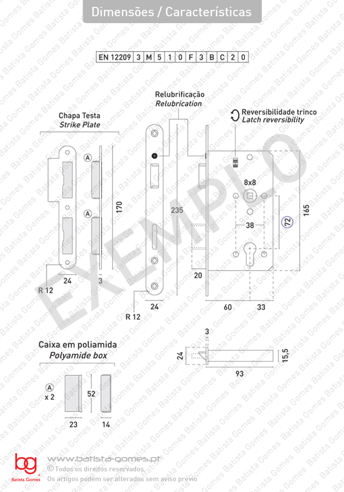 Dimens�es / Caracter�sticas