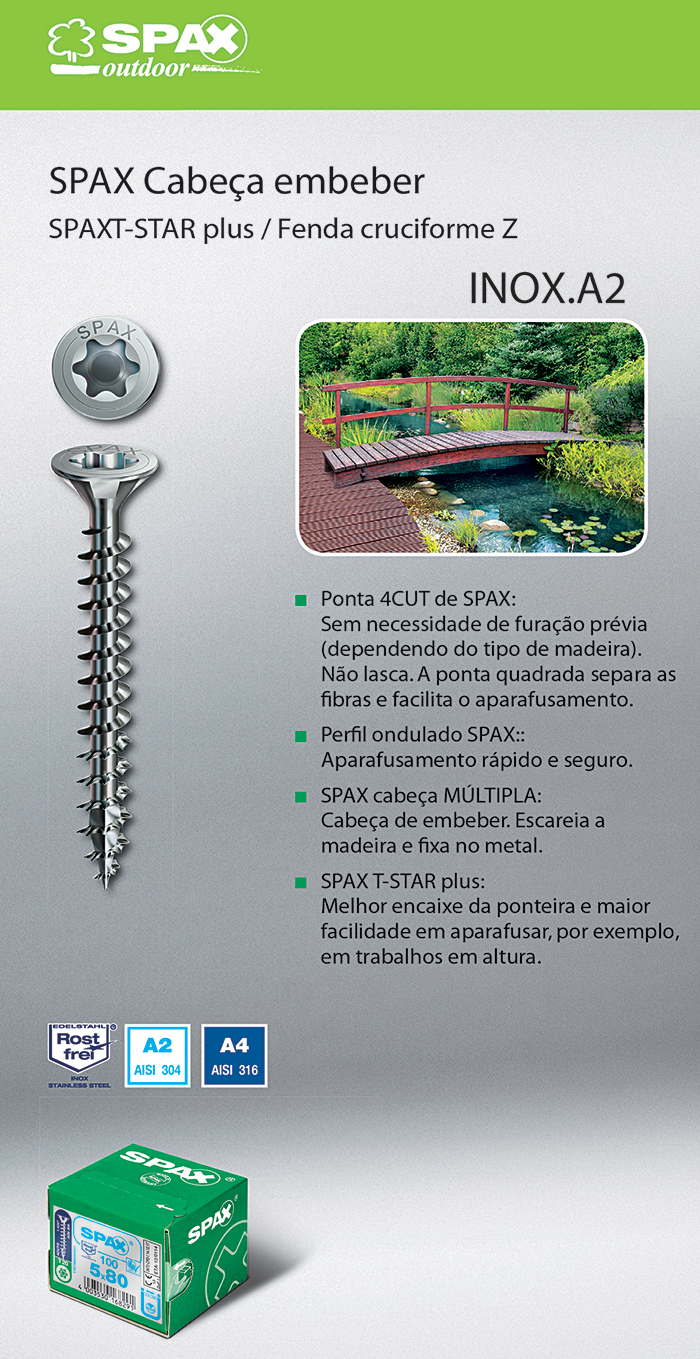 Batista Gomes - SPAX Cabe�a embeber - SPAX T-STAR plus / Fenda cruciforme Z