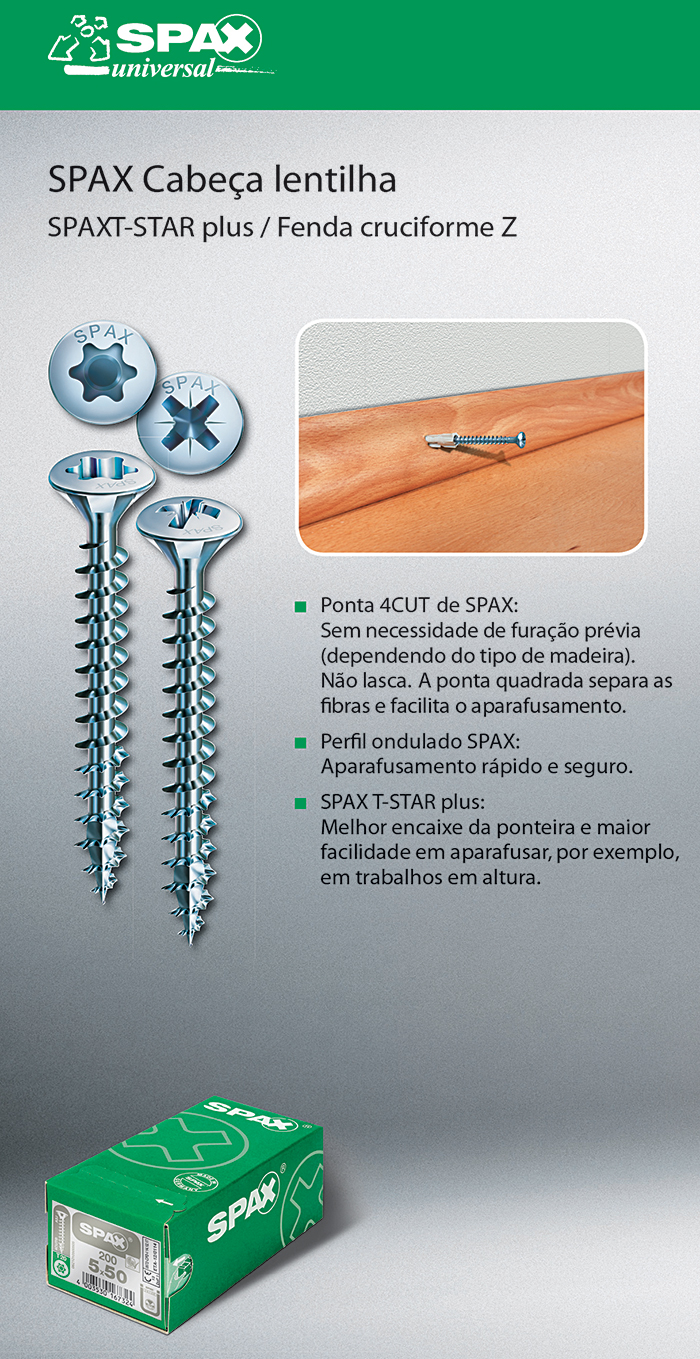 Batista Gomes - SPAX Cabe�a lentilha - SPAX T-STAR plus / Fenda cruciforme Z
